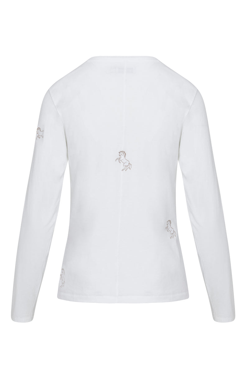 Embroidered Cotton T-Shirt Long Sleeve - Horse