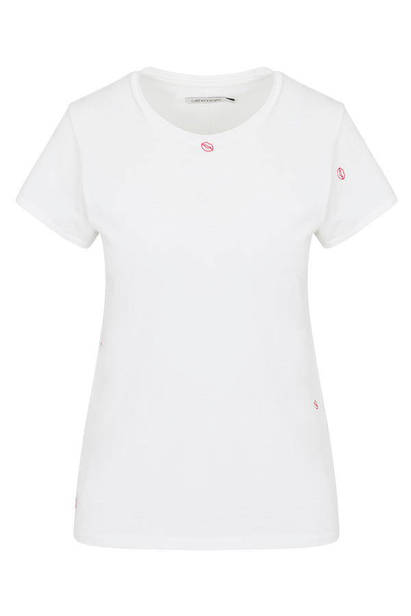 Embroidered Cotton T-Shirt - Bisou