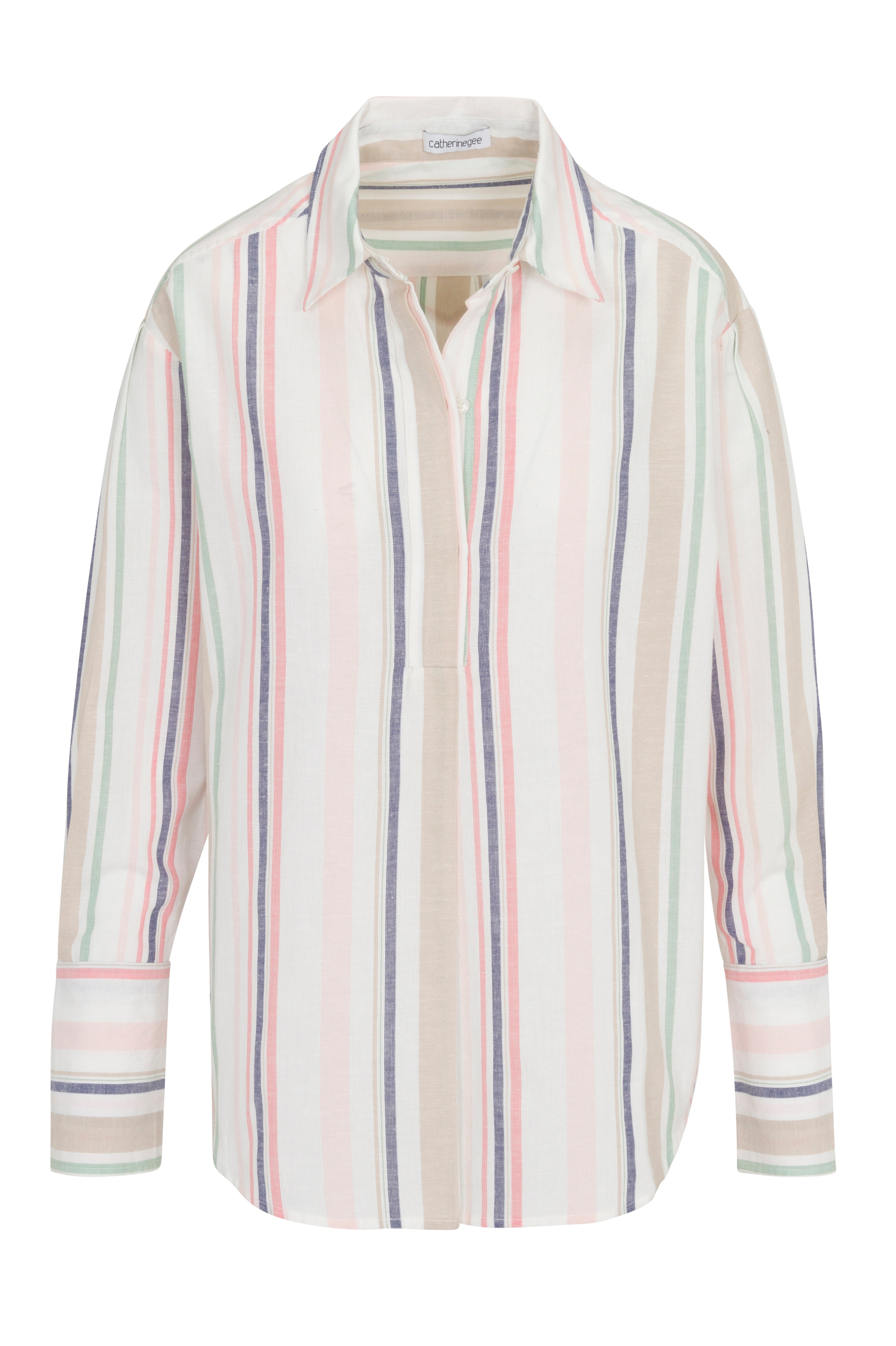 Daria Boyfriend Blouse - Pastel Stripe