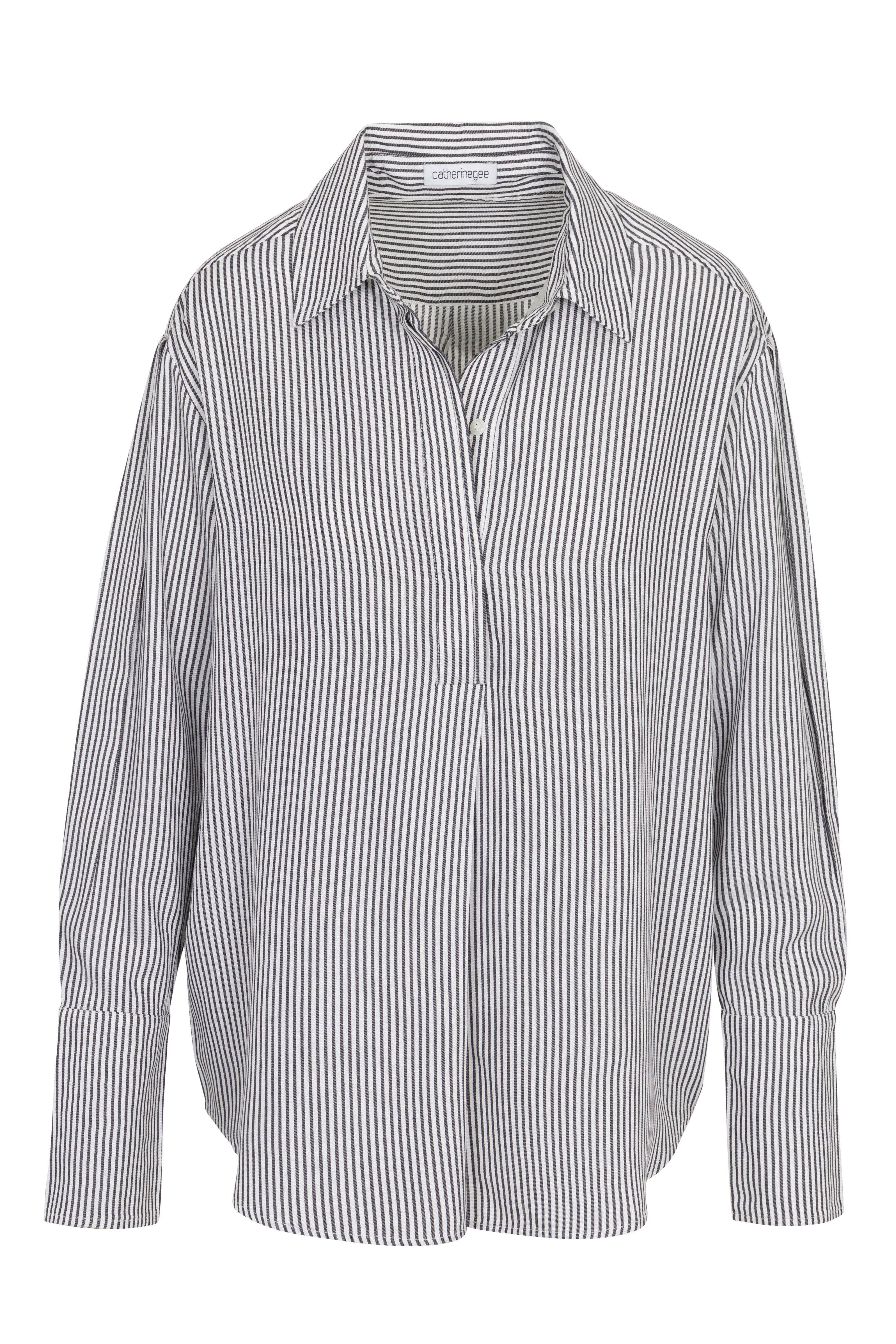 Daria Boyfriend Blouse - Pewter Stripe