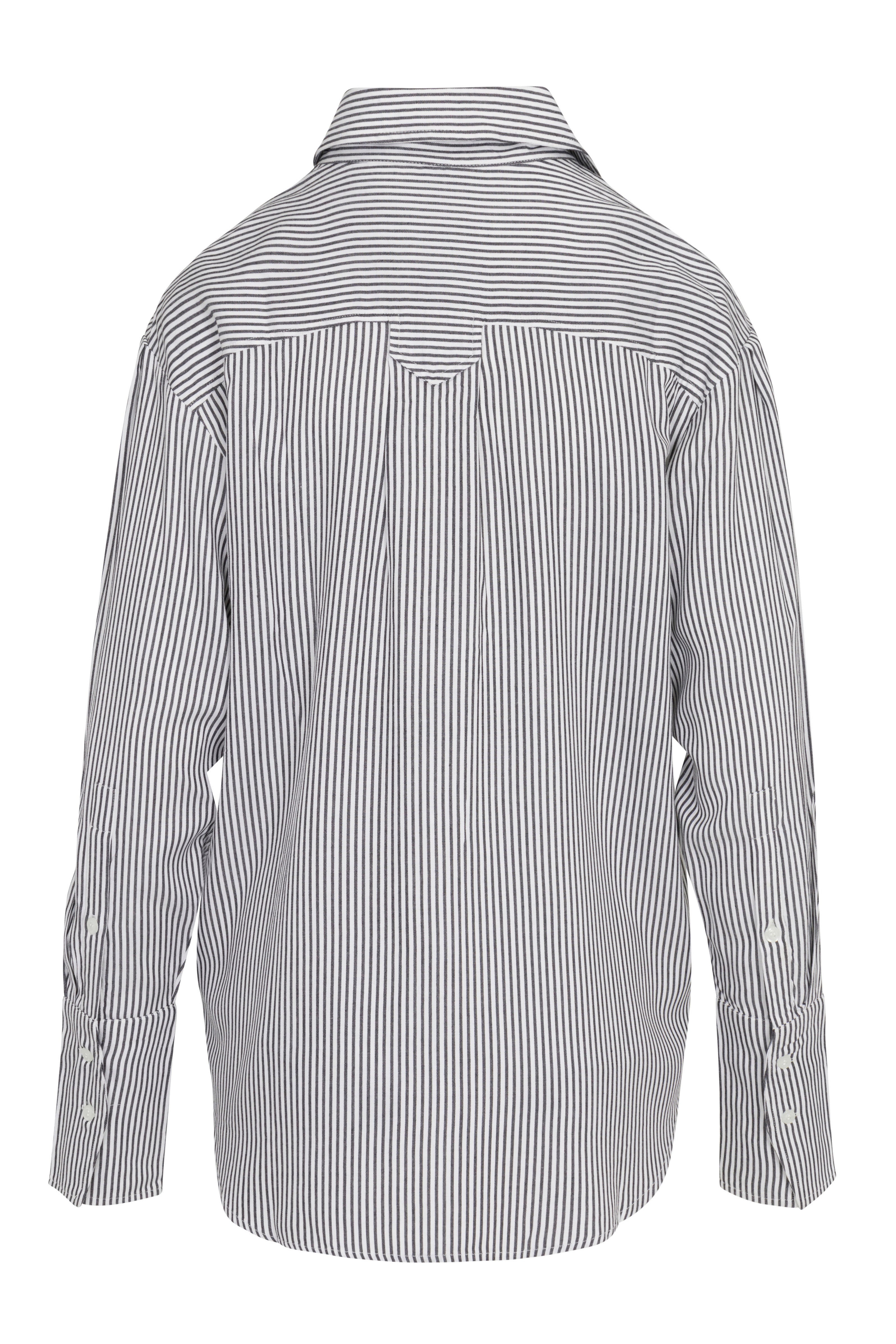 Daria Boyfriend Blouse - Pewter Stripe