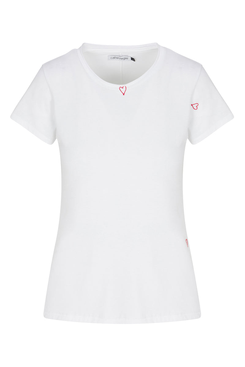 Embroidered Cotton T-Shirt - Red Heart