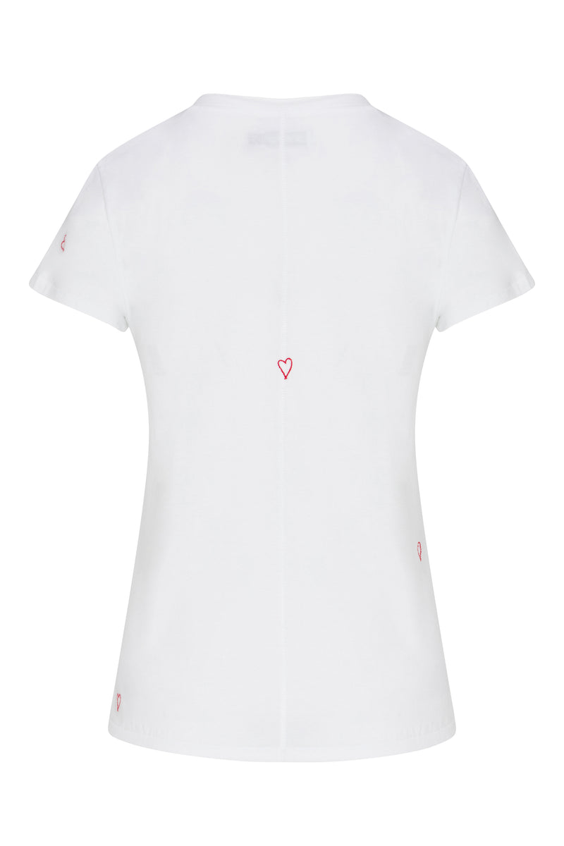 Embroidered Cotton T-Shirt - Red Heart