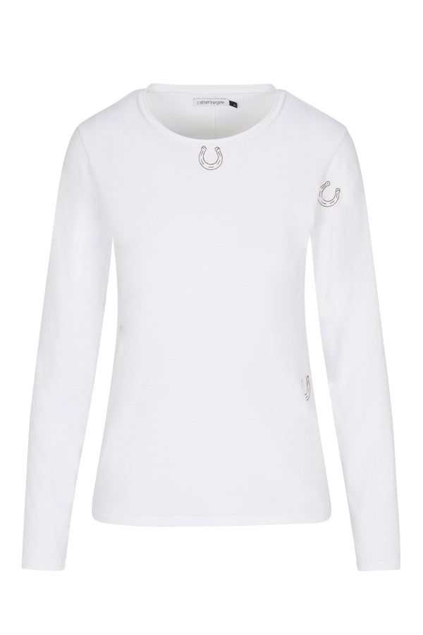 Embroidered Cotton T-Shirt Long Sleeve - Horseshoe