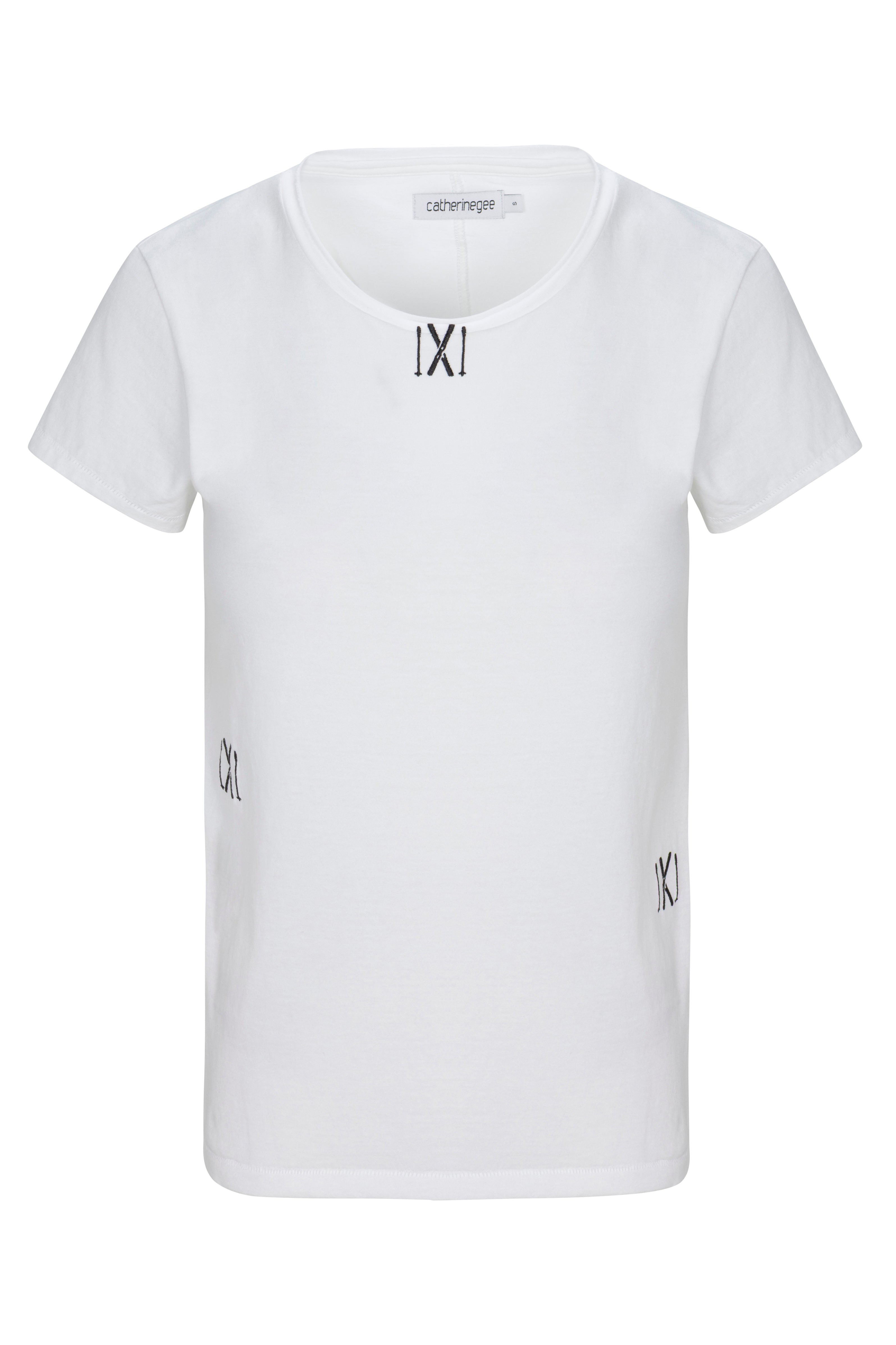 Embroidered Cotton T-Shirt - Skis