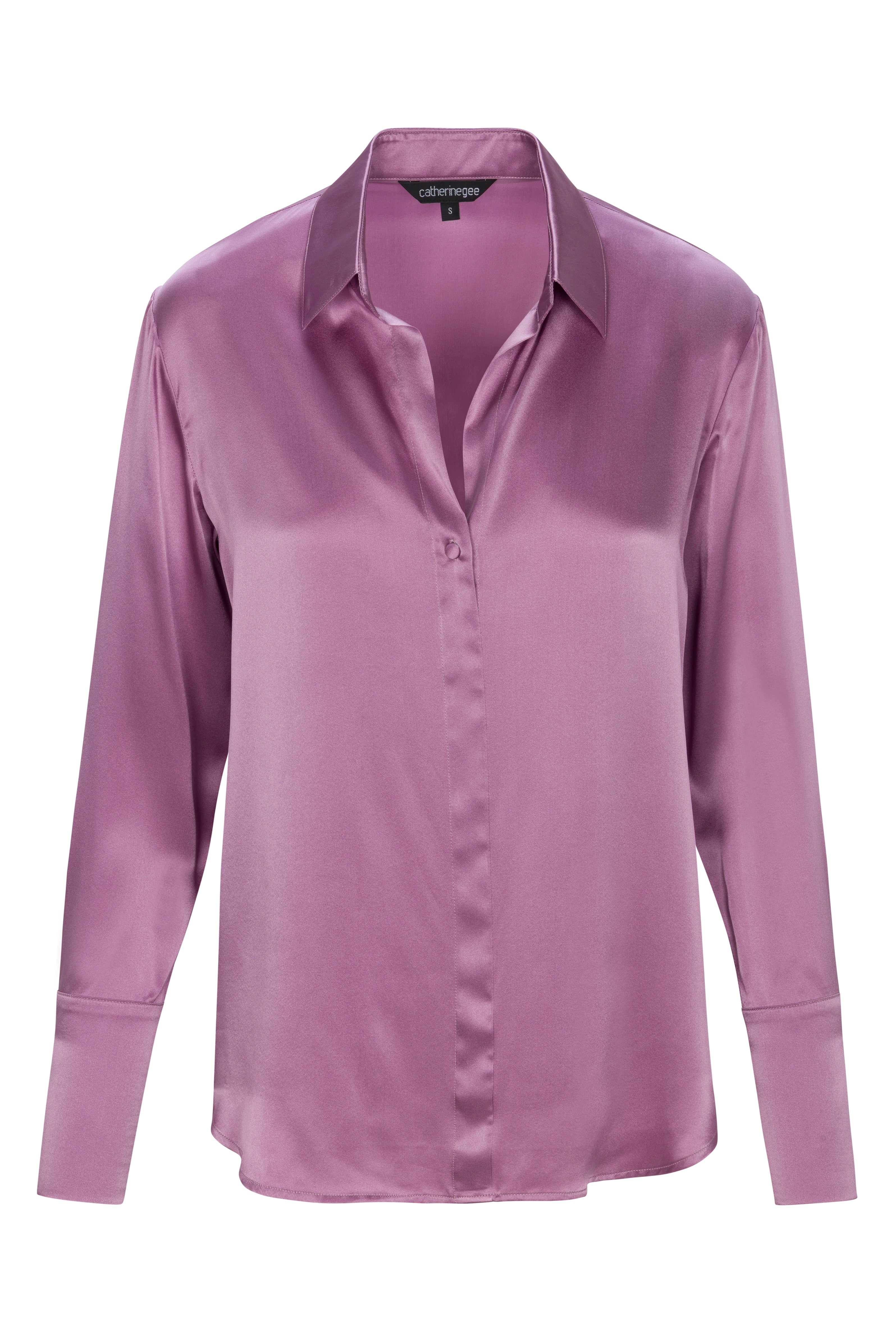 Daria French Cuff Silk Blouse - Purple Pink