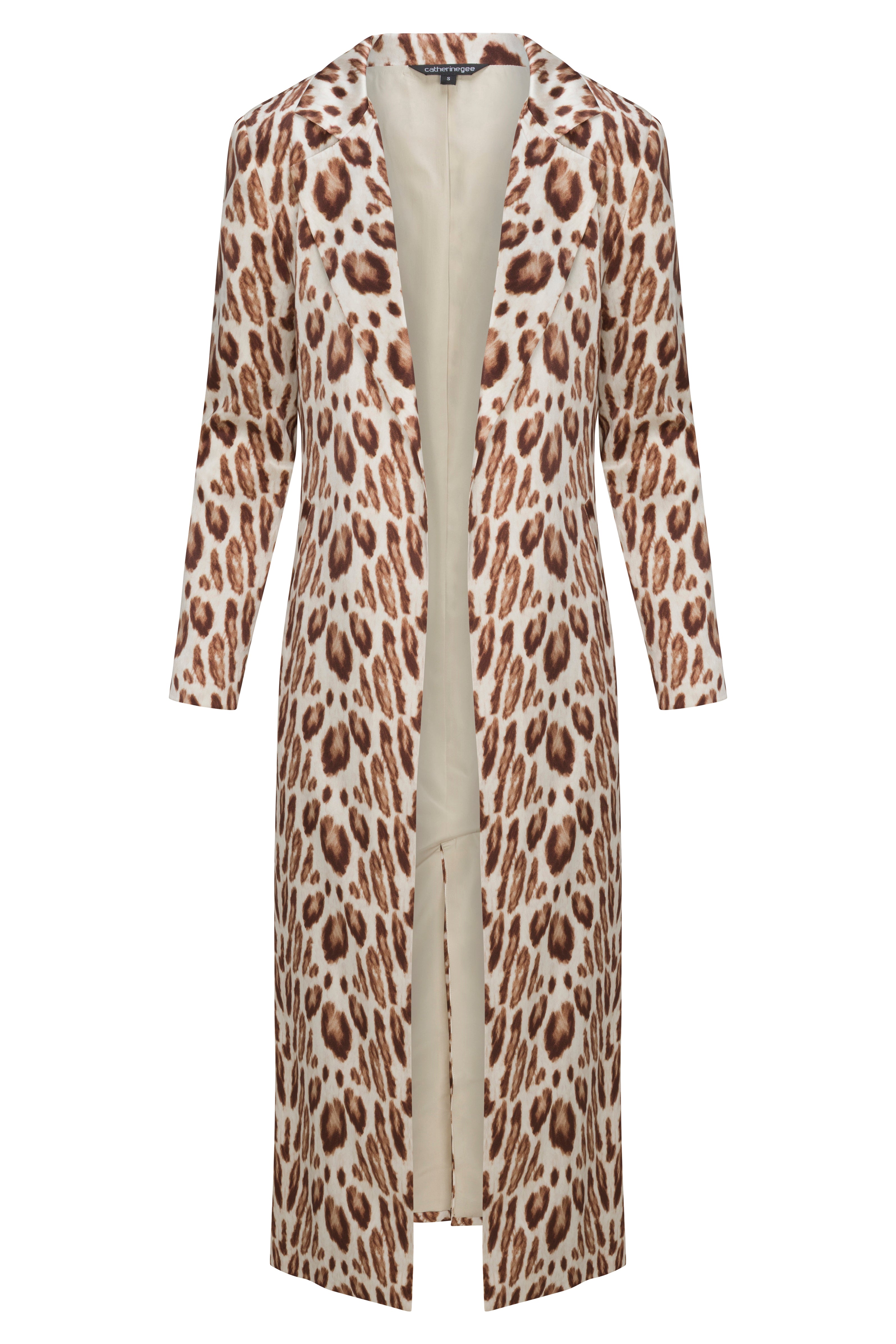 Long Silk Blazer - Oat Leopard