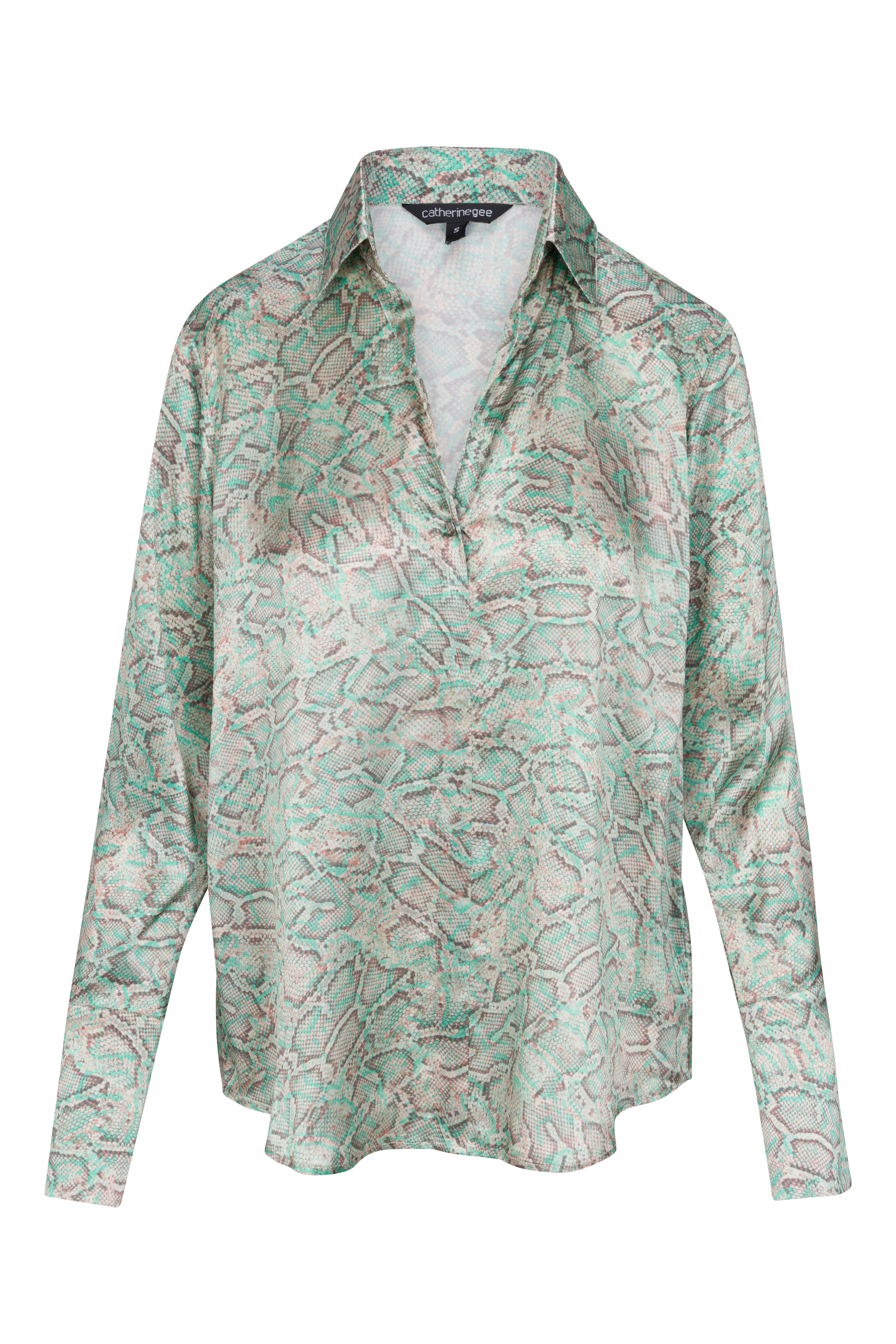 Daria French Cuff Silk Blouse - Island Snake