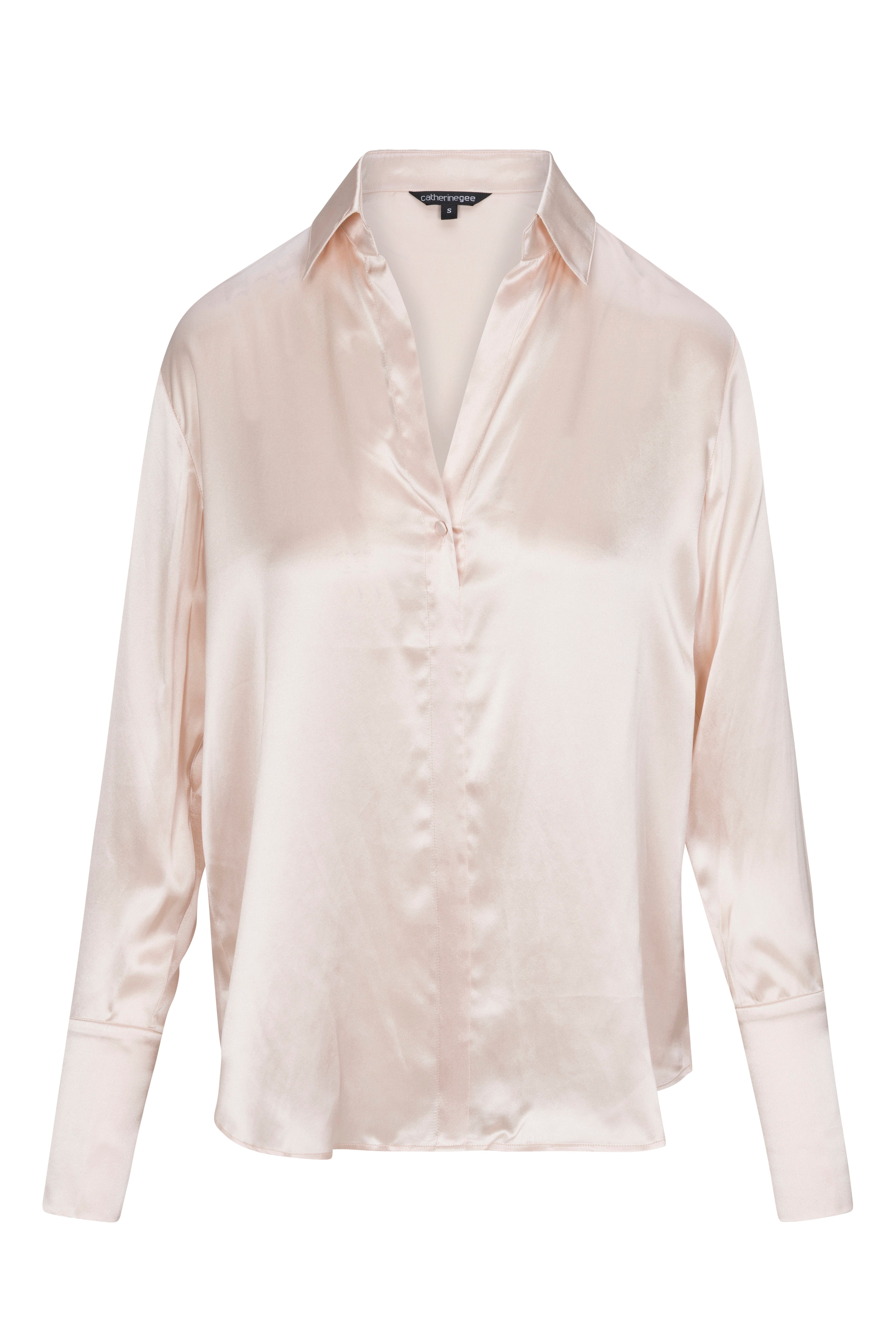 Daria French Cuff Silk Blouse - Rosewater