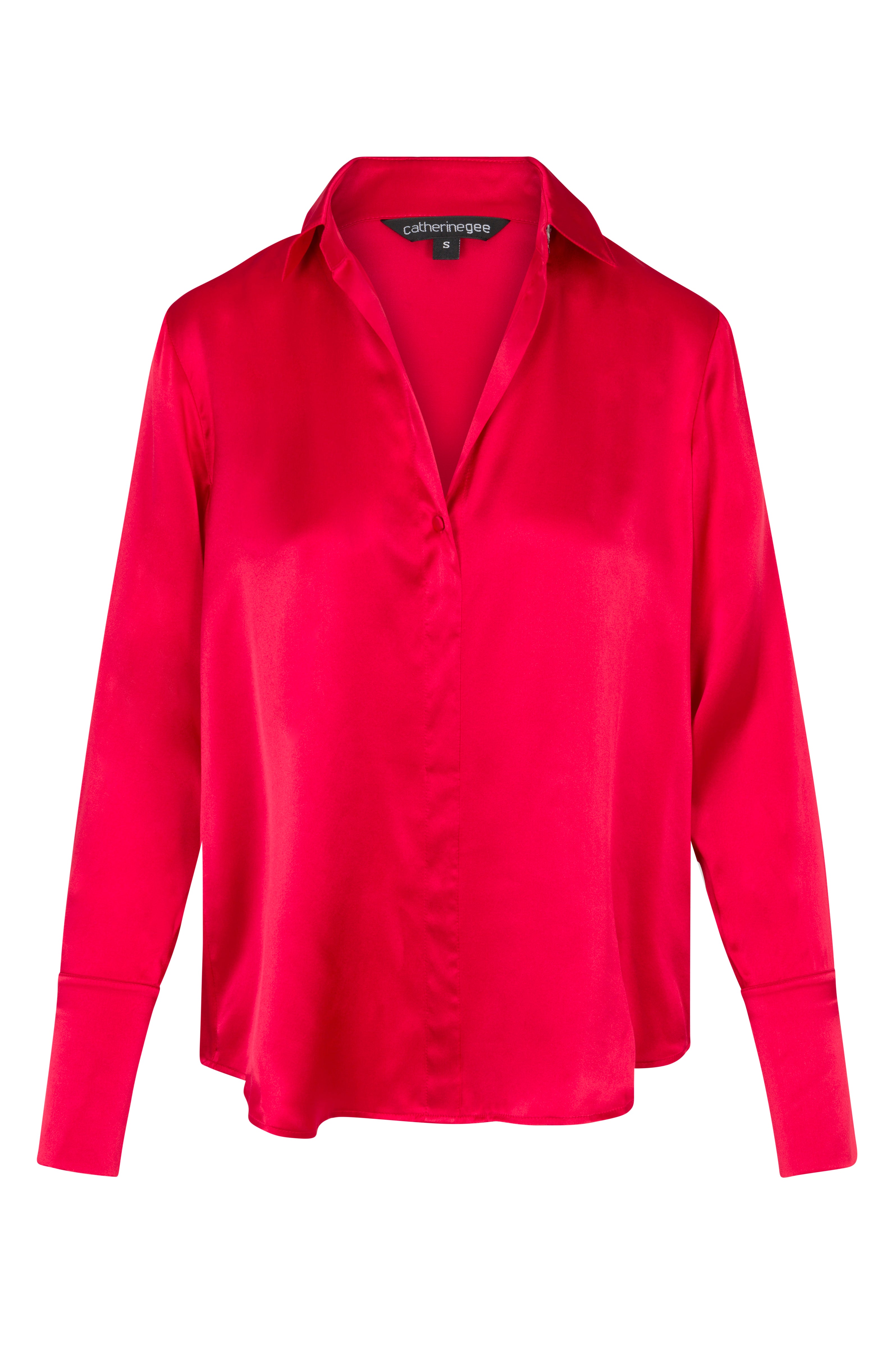 Daria French Cuff Silk Blouse - Toreador