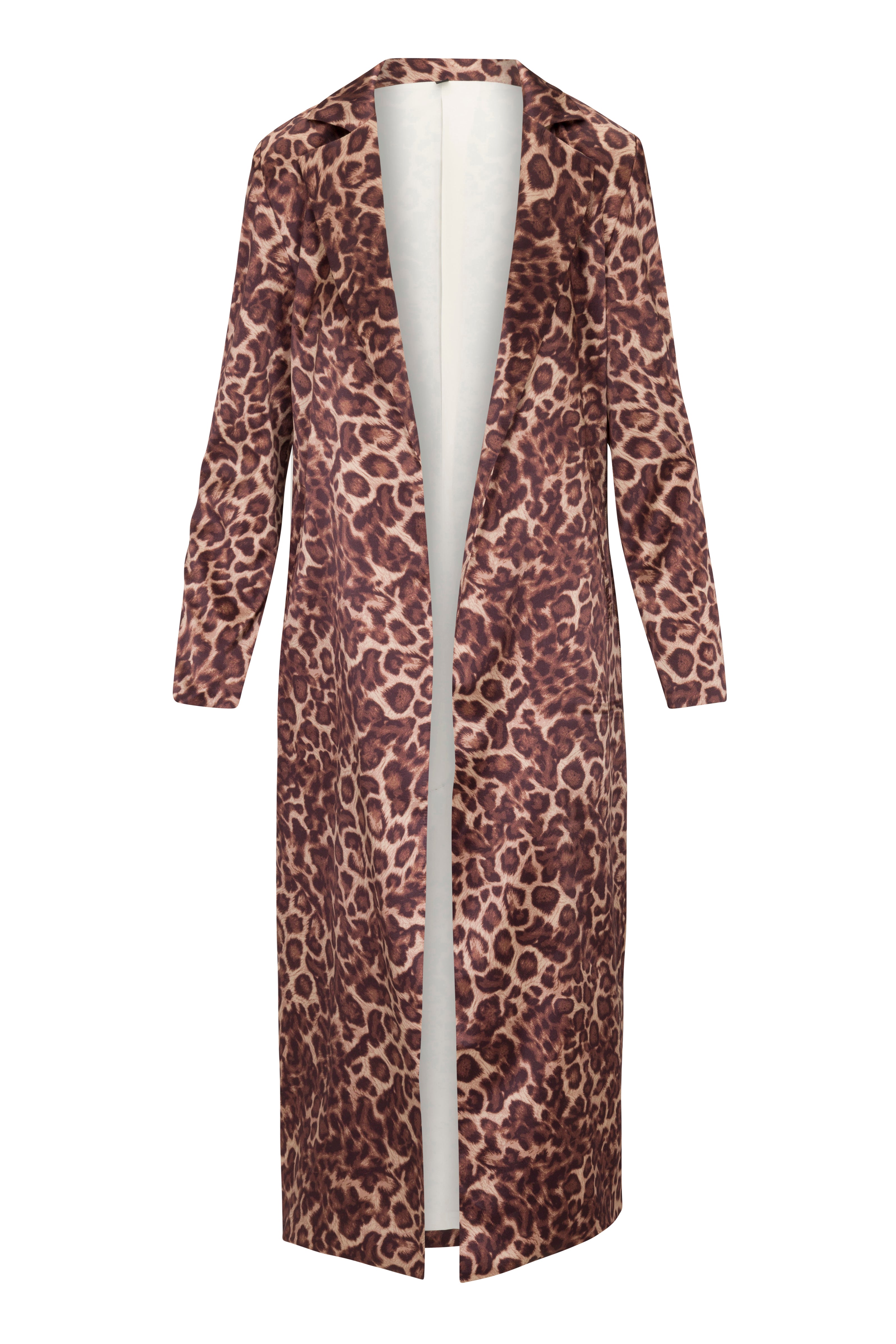 Long Silk Blazer - Mocha Leopard