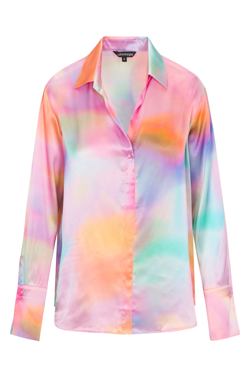 Daria French Cuff Silk Blouse - Pink Prism