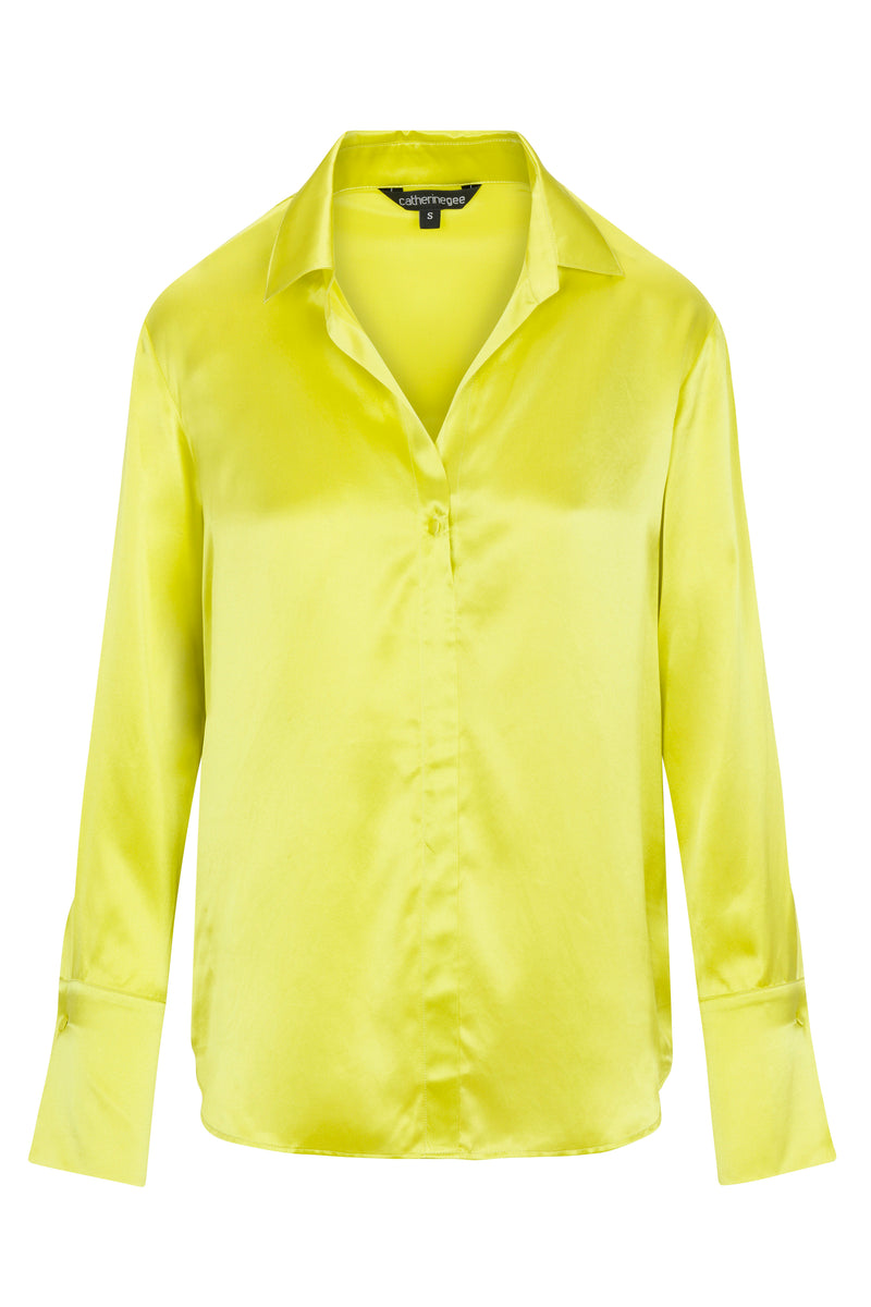 Daria French Cuff Silk Blouse - Tennis