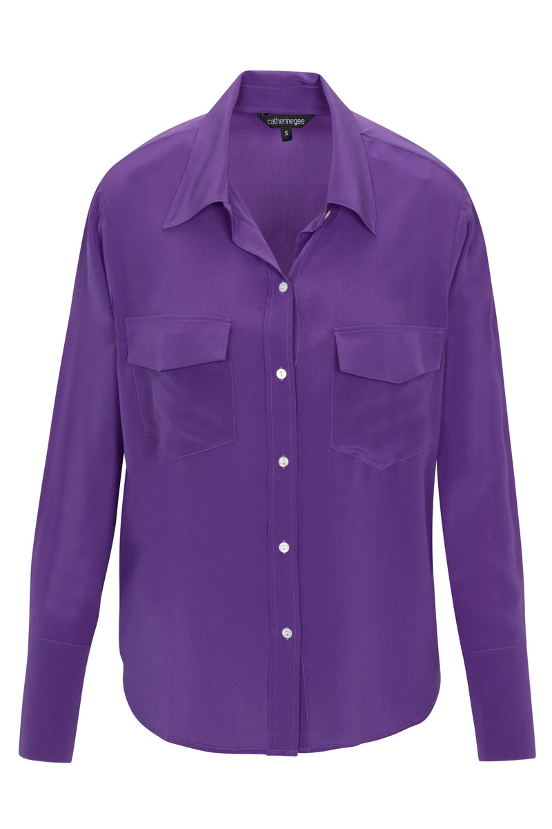 Kaia Button Down Blouse - Purple