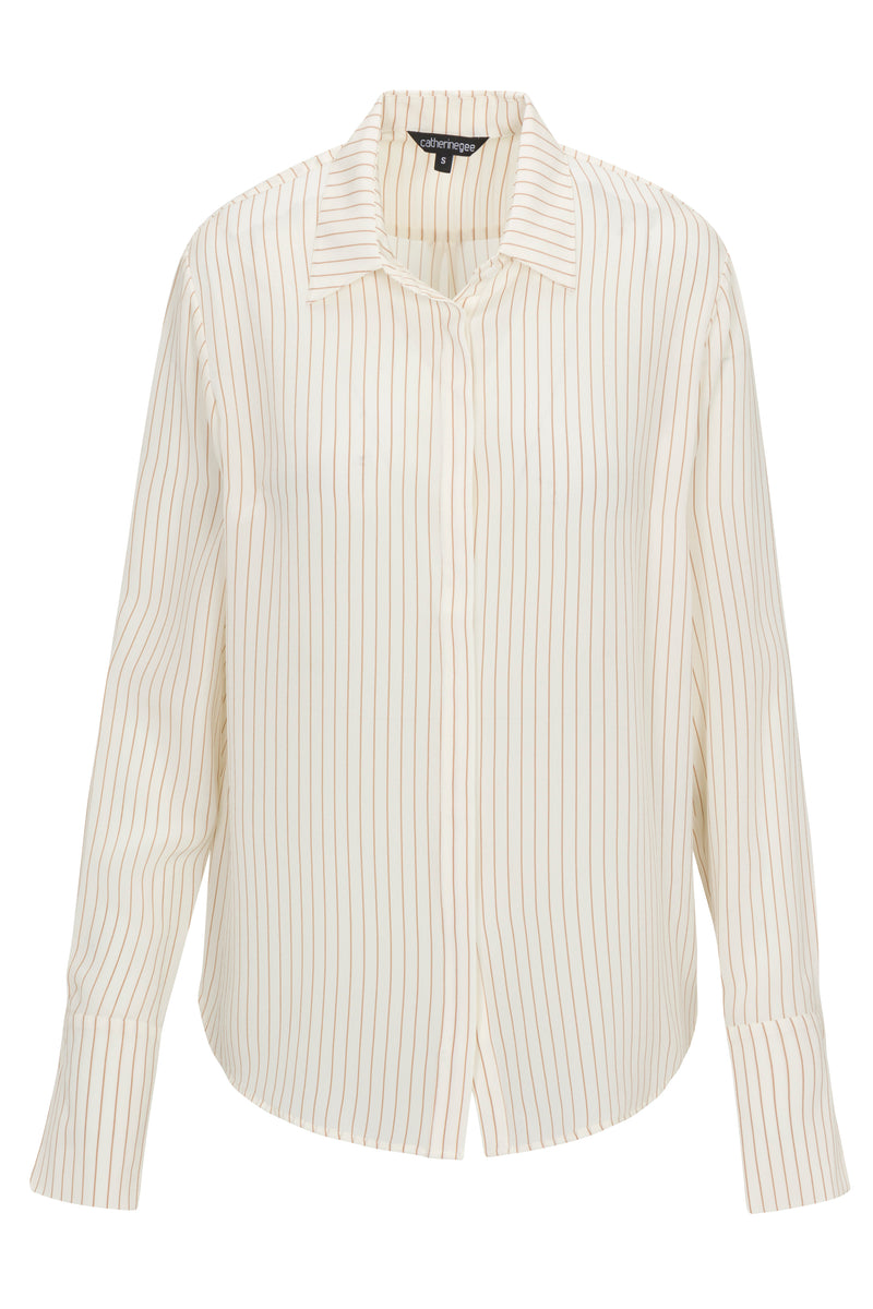 Sophie Blouse - Mocha Pinstripe