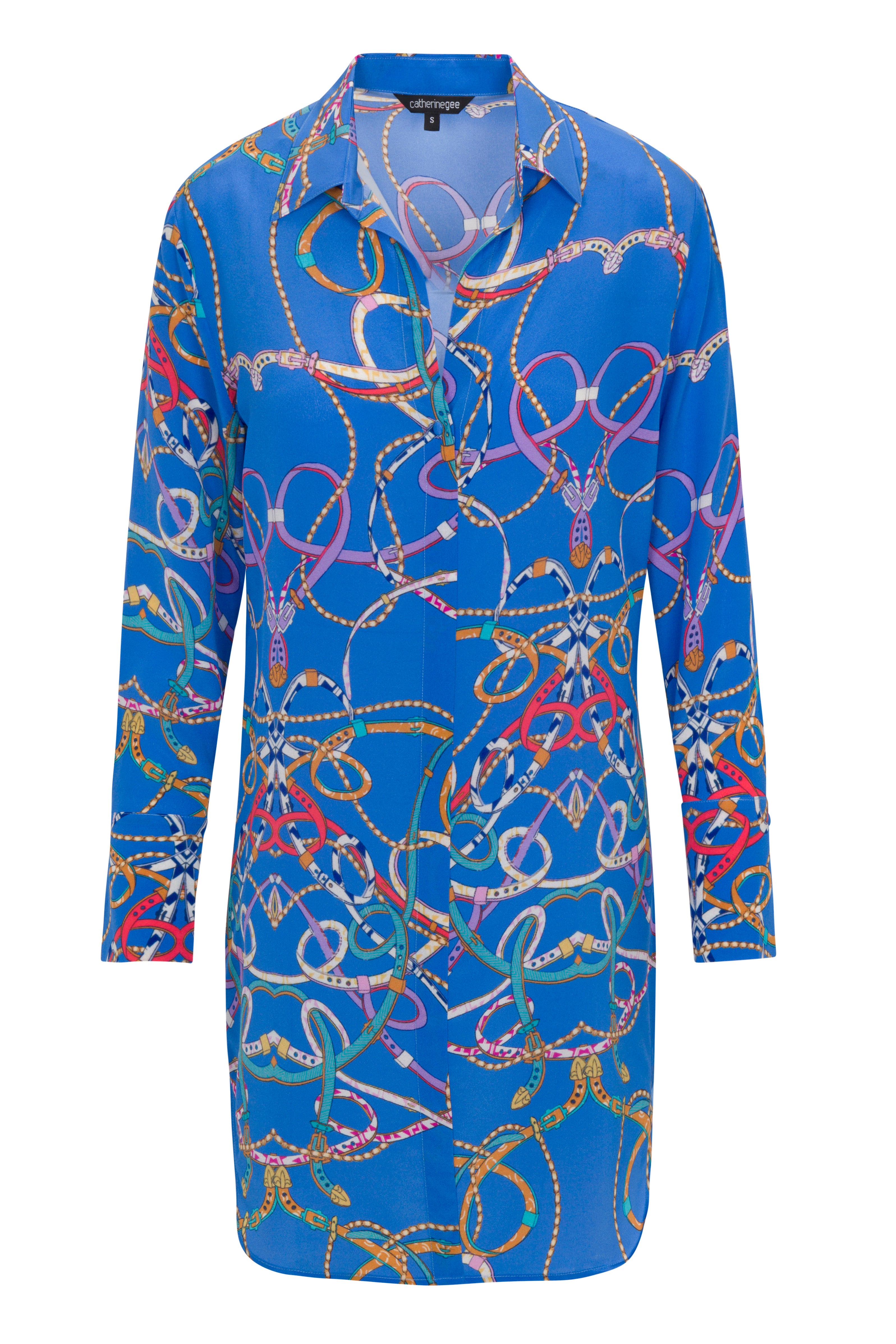 Daria Silk Shirt Dress - Blue Belt