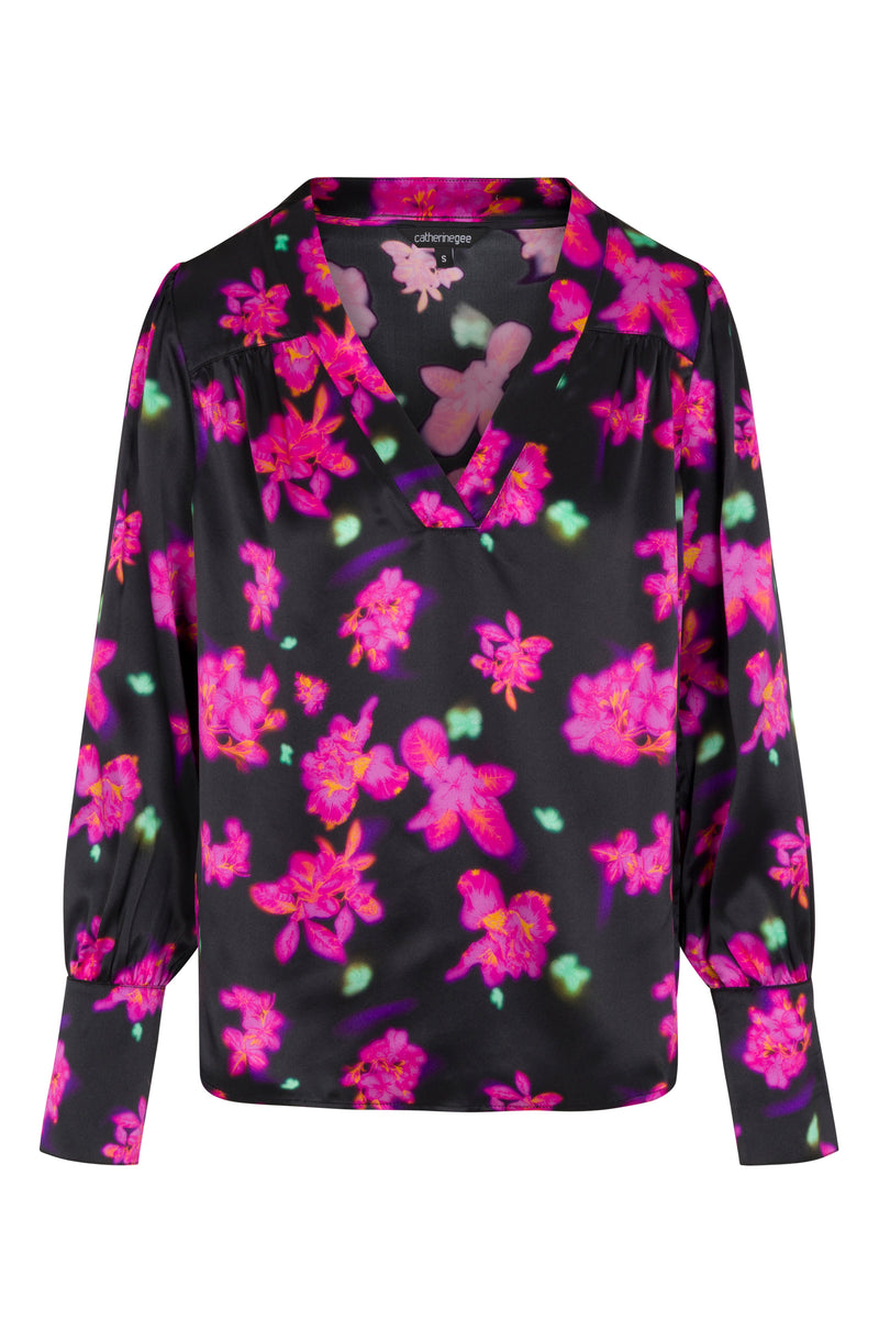 Zaria Blouse - Neon Flower