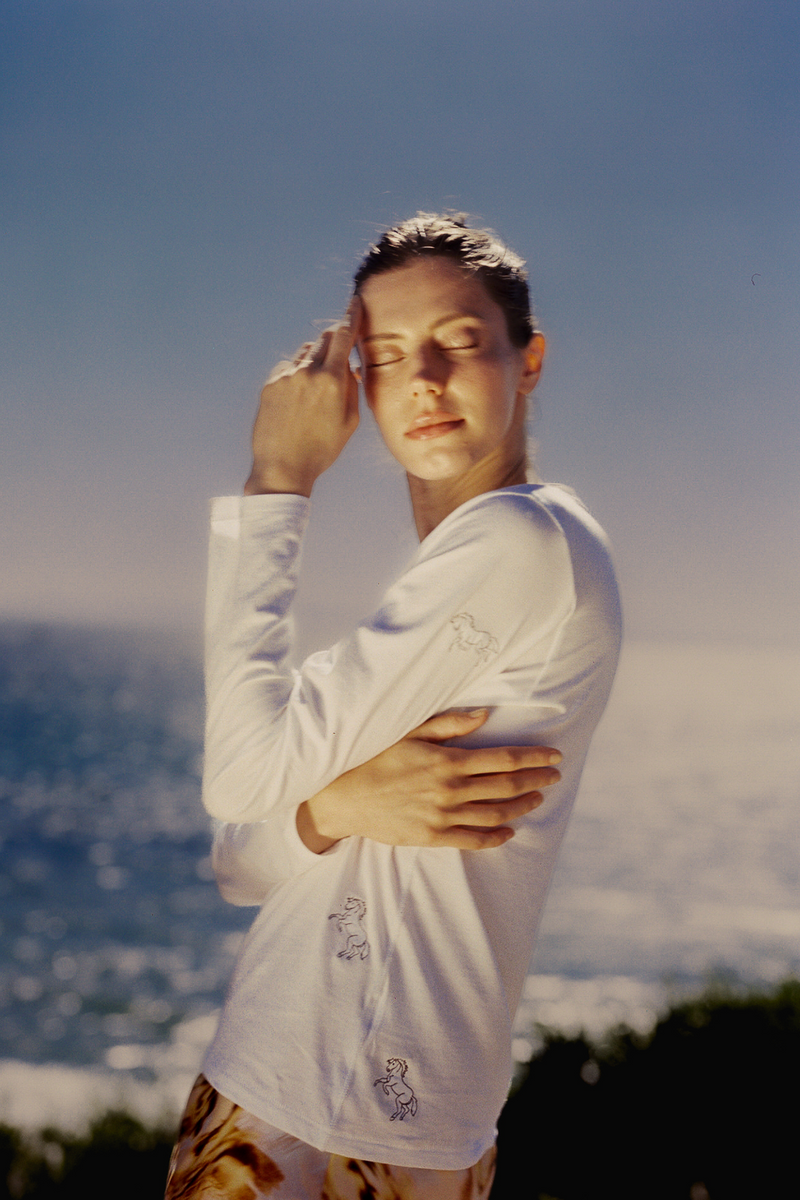 Embroidered Cotton T-Shirt Long Sleeve - Horse