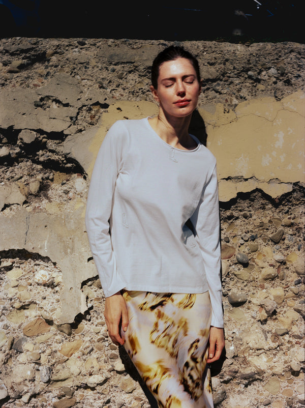 Embroidered Cotton T-Shirt Long Sleeve - Boot