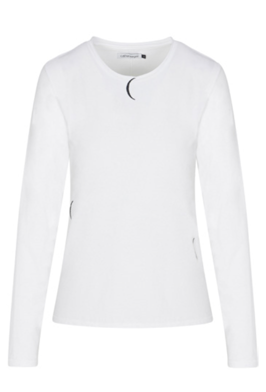 Embroidered Cotton T-Shirt Long Sleeve - Crescent