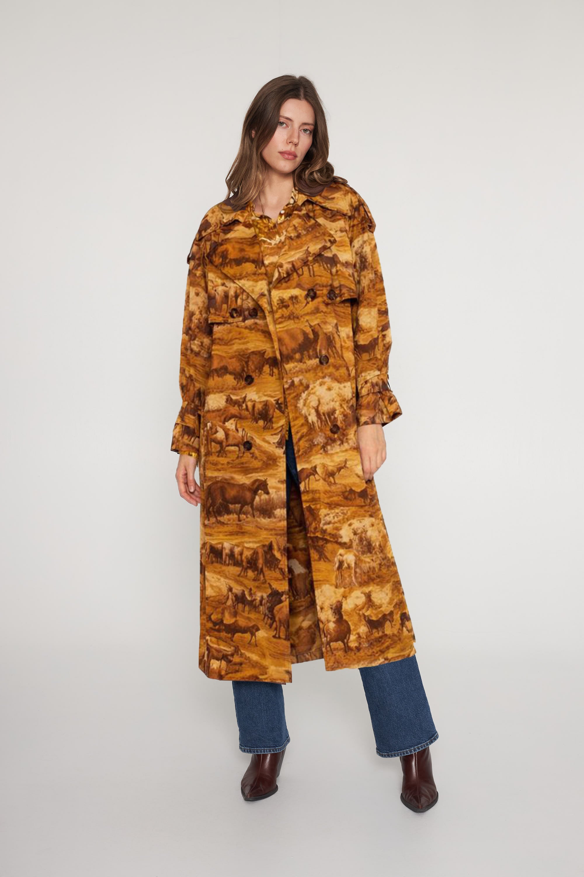Sinara Trench Coat - Western Horses