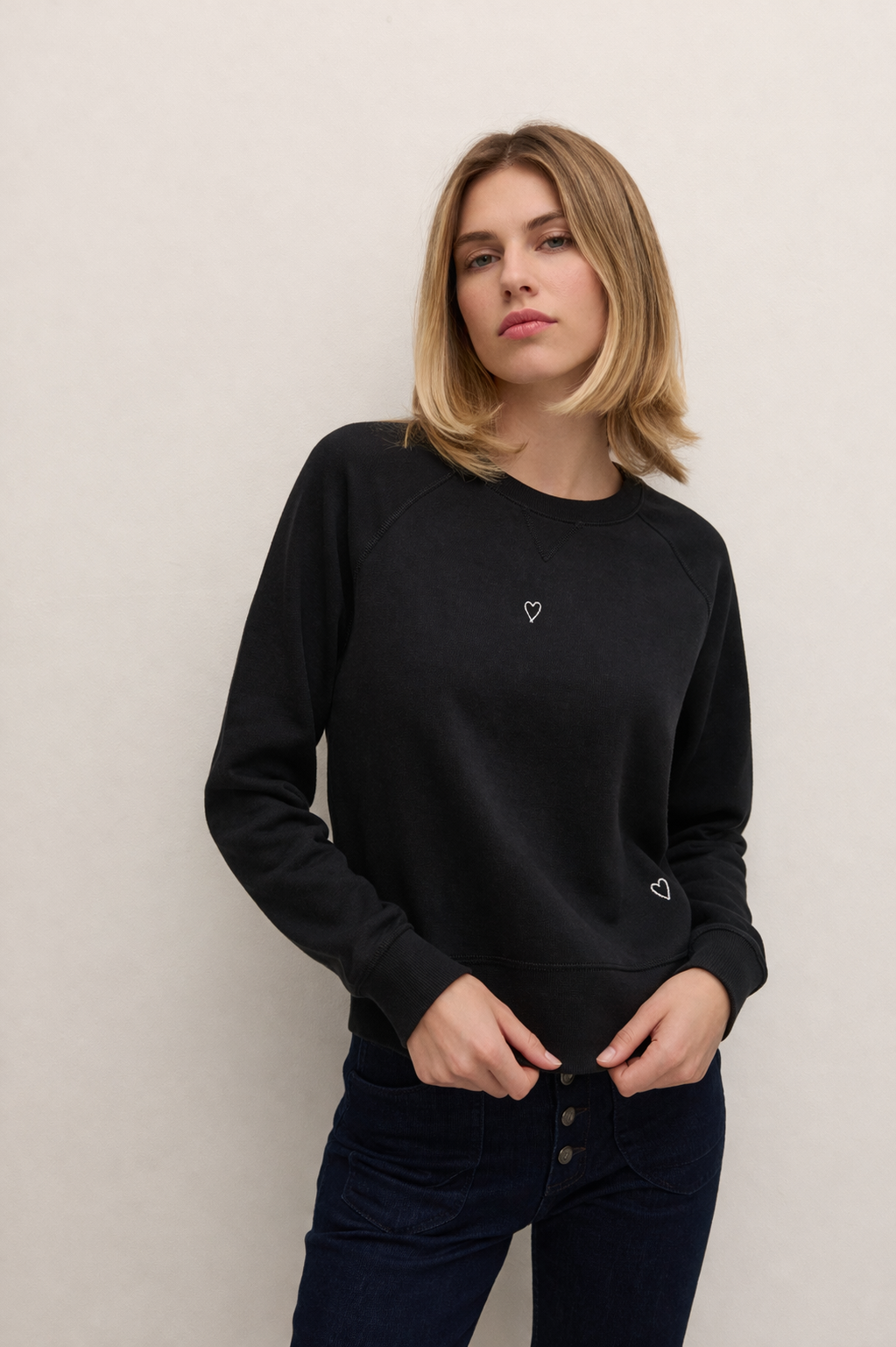 Embroidered Sweatshirt - Black Heart
