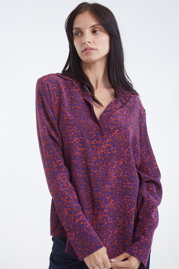 Daria French Cuff Silk Blouse in Milan Print | CG DESIGN, LLC..