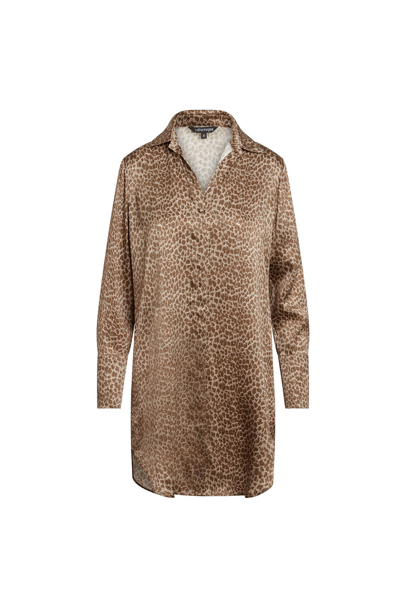 Daria Silk Shirt Dress - Elegant Leopard | CG DESIGN, LLC..