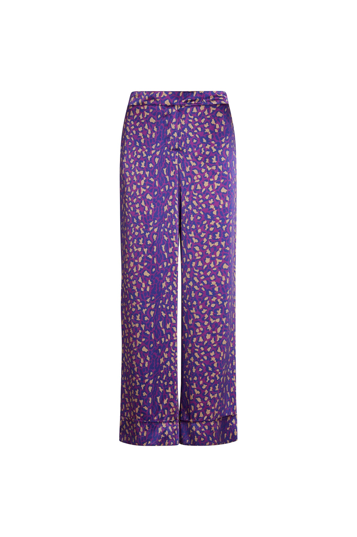 Stella Silk Pant - Purple Leopard | CG DESIGN, LLC..