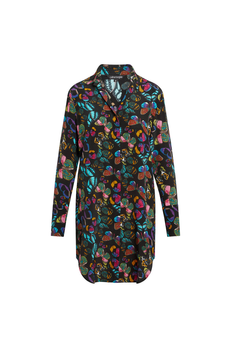 Daria Silk Shirt Dress - The Tracy (Butterfly) | CG DESIGN, LLC..