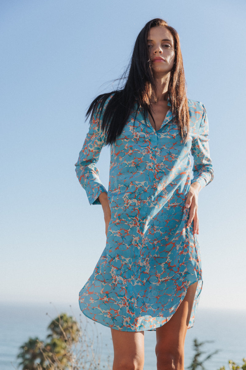 Daria Silk Shirt Dress - Corfu