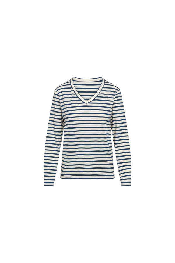 Jen Relaxed Tee Longsleeve Navy Stripe - WHOLESALE | CG DESIGN, LLC..