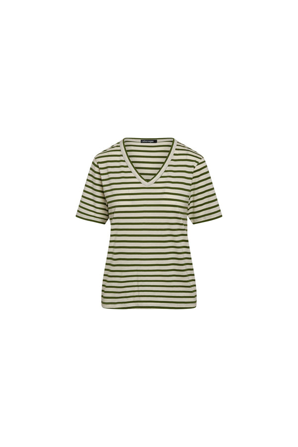 Jen Relaxed tee shortsleeve Green stripe - WHOLESALE | CG DESIGN, LLC..