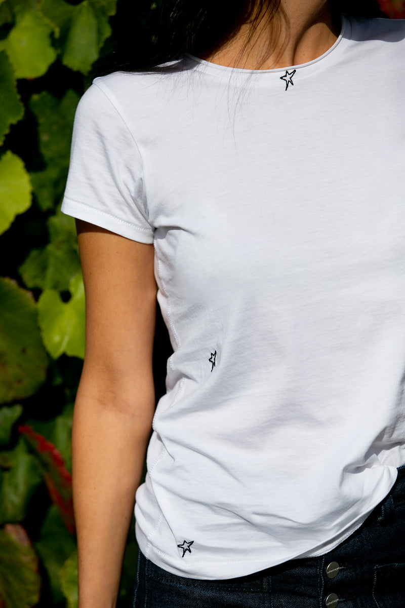 Embroidered Star Cotton T-Shirt | CG DESIGN, LLC..